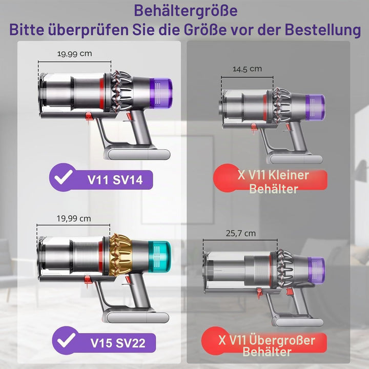 Verbesserter Ersatz-Staubbehälter für Dyson V11, V15, SV14, SV15, SV22, transparenter Mülleimer, HEP