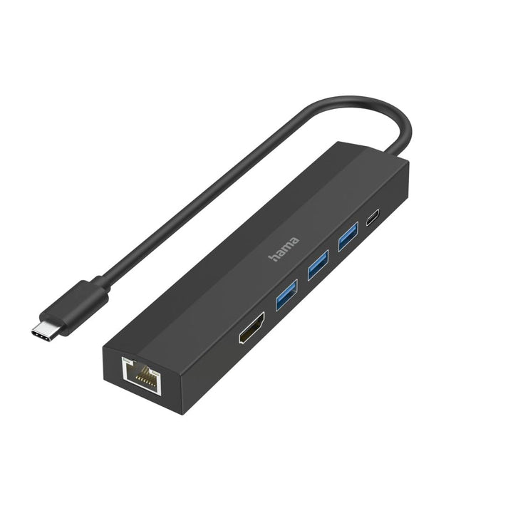 Hama USB-Hub 6 Ports (3X USB-A, USB-C, HDMI, LAN, Ethernet, für Maus, Tastatur, Monitor, Netzwerk et