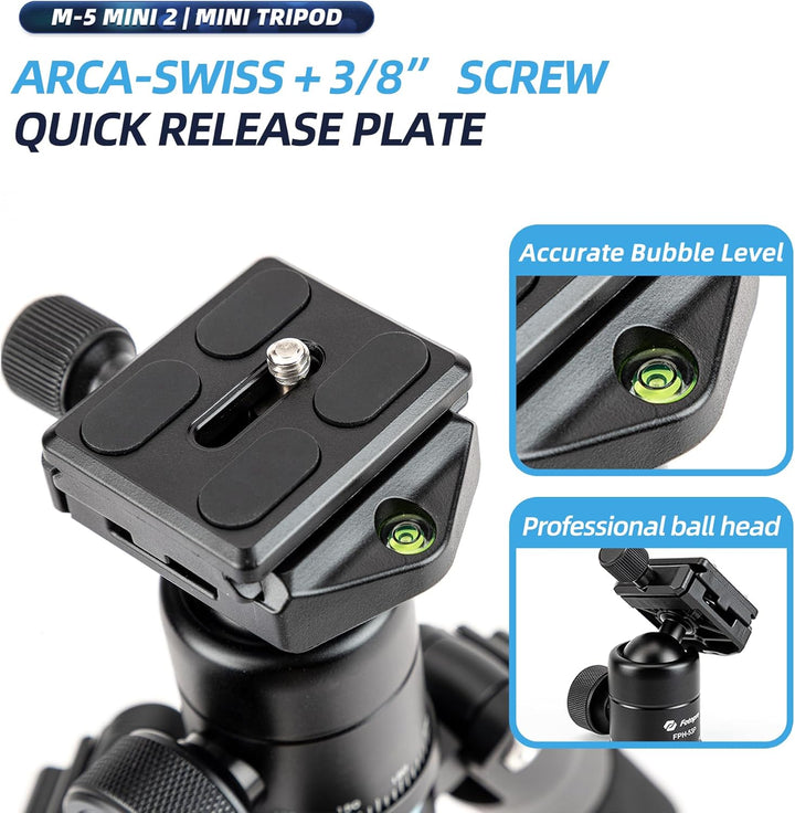 Fotopro Mini Stativ, Kamera Stative Aluminium, 48 cm Leichtes Reisestativ mit Kugelkopf Schnellwechs