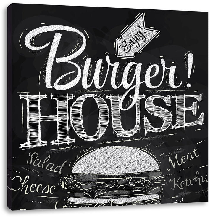 Pixxprint Burger House, Format: 70x70 auf Leinwand, XXL riesige Bilder fertig gerahmt mit Keilrahmen