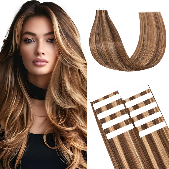 Benehair Tape in Extensions Echthaar, Invisible Tape Extensions Echt Haar, 45CM Haarverlängerung Ech