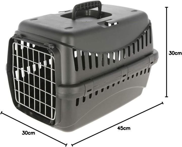 Kerbl Pet Transportbox Expedion ECO, 45x30x30cm, schwarz, für Tiere bis 6kg, recycelter Kunststoff,