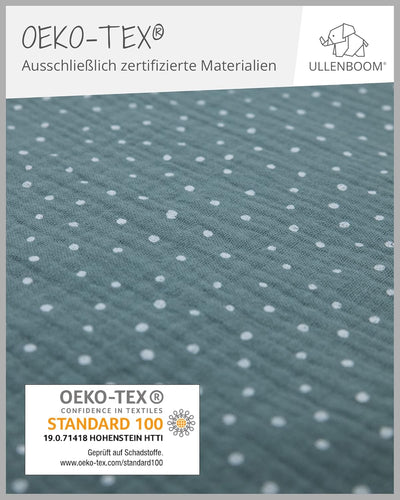 ULLENBOOM ® Babybettwäsche 80x80 cm Musselin Salbeigrün - 2 Teile (komplett): Baby Bettwäsche 80x80