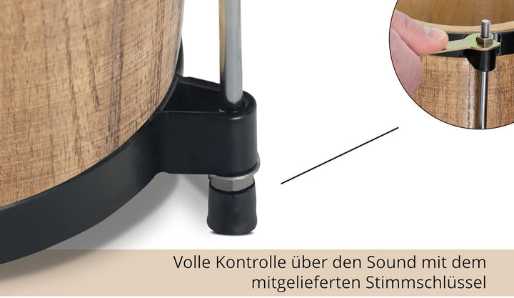 XDrum Bongos Club - 6" Macho und 7" Hembra - Naturfelle - professionelles Stimmsystem - Schwarz sati