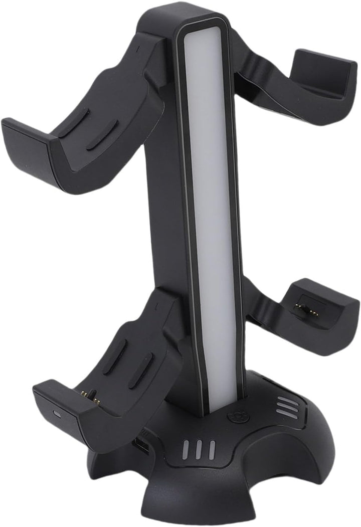 Controller-Ladegerät-Halterung mit 9 RGB-Lichtmodi für Gamer-Desktop, USB-Port-Headset-Ständer, Kabe