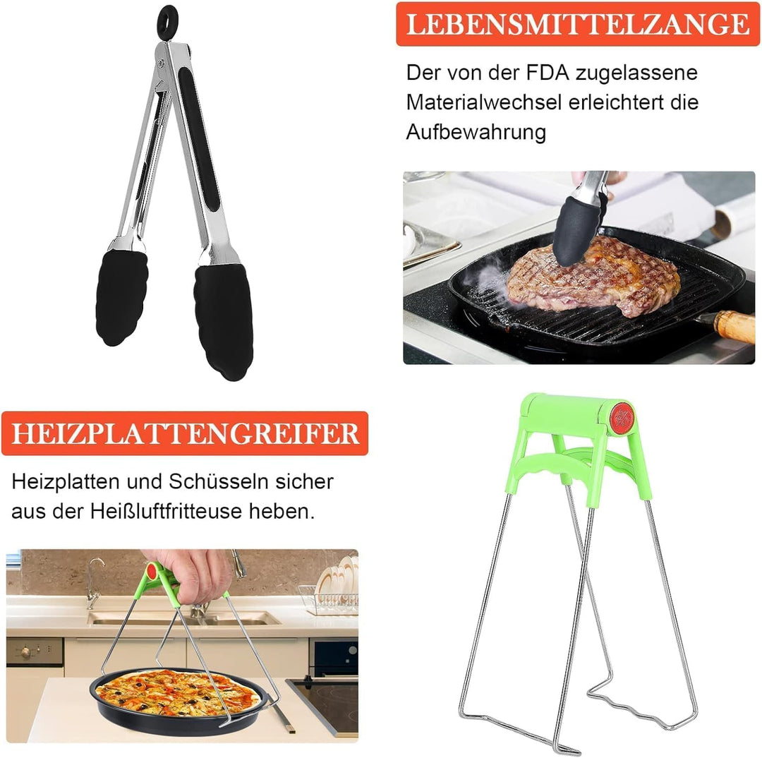 Heissluftfritteuse Zubehörset 15-teilig – XL Backblech für Universal Heissluftfritteuse, Durchmesser