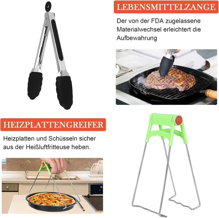 Heissluftfritteuse Zubehörset 15-teilig – XL Backblech für Universal Heissluftfritteuse, Durchmesser