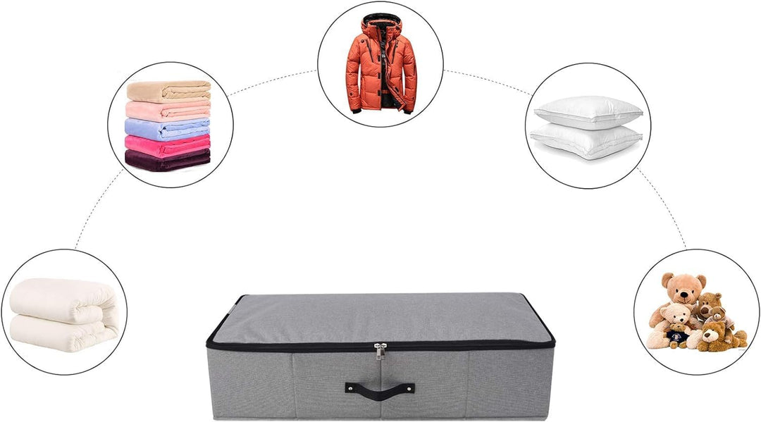 Faltbare Unterbett Aufbewahrungsbox mit Kunststoff-Stützfutter,Decken Kleidung Tröster Aufbewahrungs