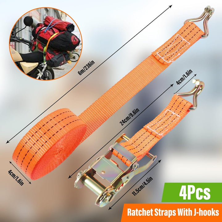 8 Stück Spanngurt mit Ratsche,3000KG Ratschengurte Zurrgurte,6m lang,40 mm breit mit Ratsche und J-H