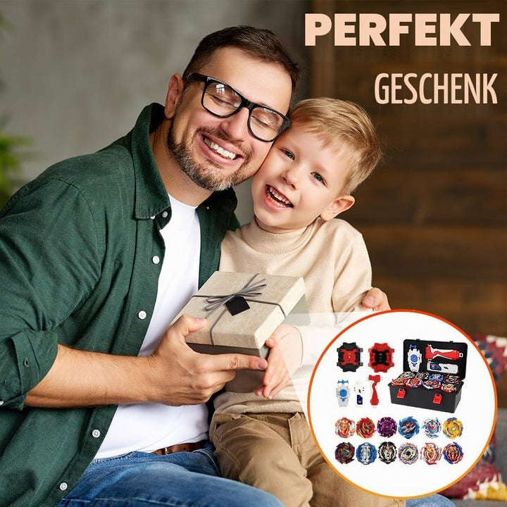 12 in 1 Kampfkreisel Set, Kampfkreisel Koffer mit 3 Bidirektionaler Sender, Bey Burst Turbo Blade Se