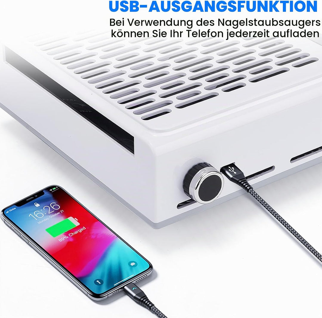 Nagel Staubabsauger,100W Leistungsstarker Nagelsauger mit Filter,Leiser Nagel Staubabsaugung Mit usb