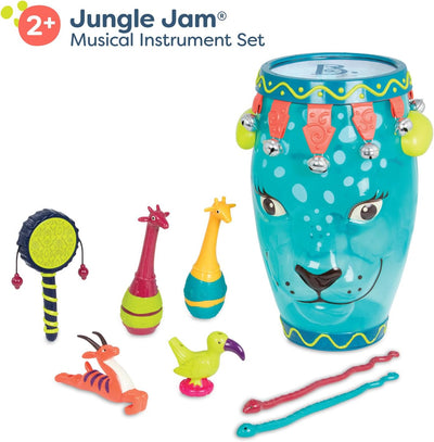 B. toys Bongo Trommel mit Trommelstöcken, Tamburin, Maracas, Percussion Set – Spielzeug Kindertromme