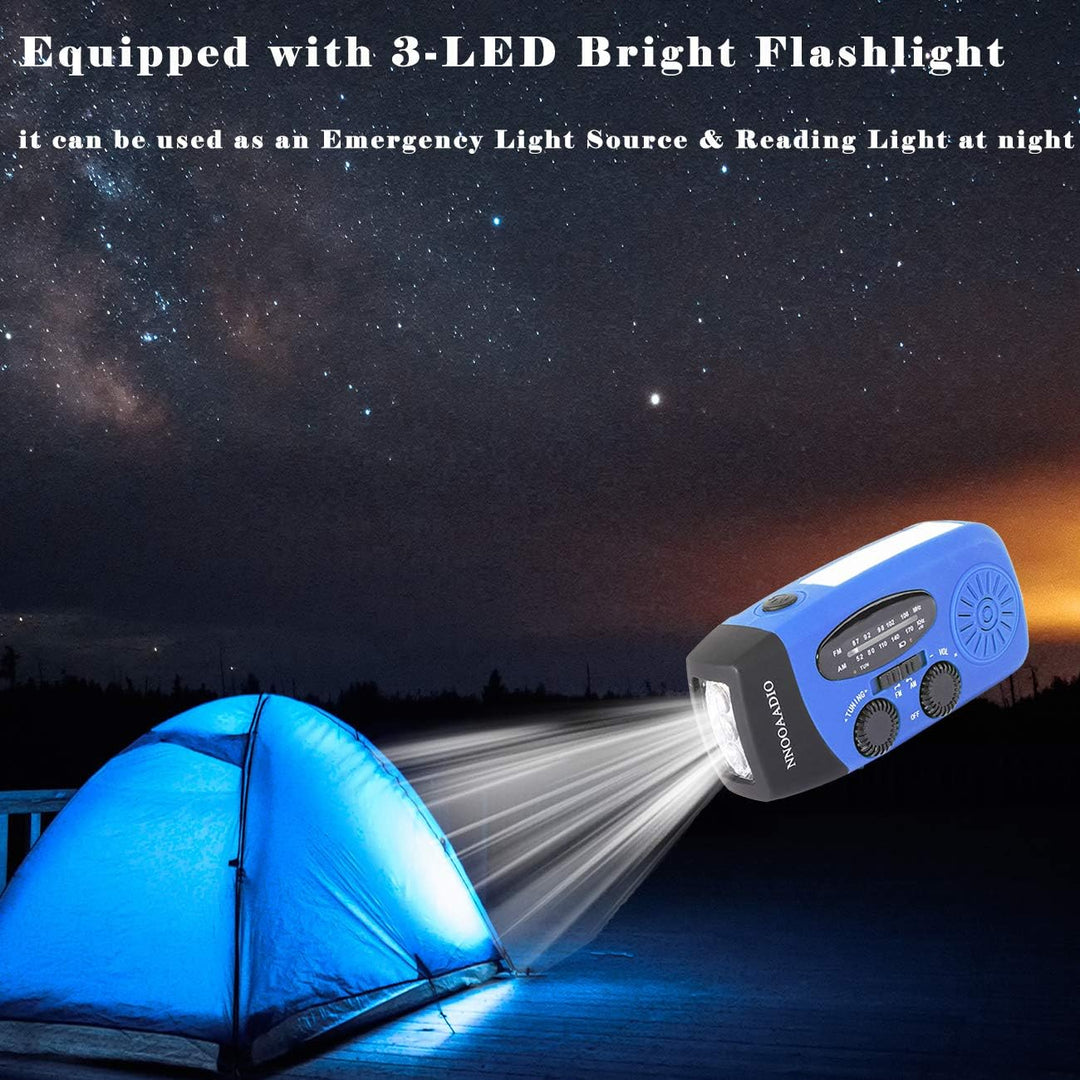 NNOOAADIO Solar Kurbelradio, Notfallradio wiederaufladbar 2000mAh Power Bank AM/FM Wetterradio mit S