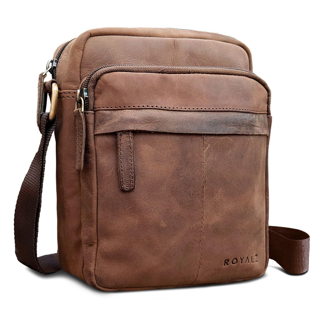 ROYALZ Echtleder Umhängetasche Herren Leder klein 'Phoenix' Moderne Vintage Schultertasche für Männe