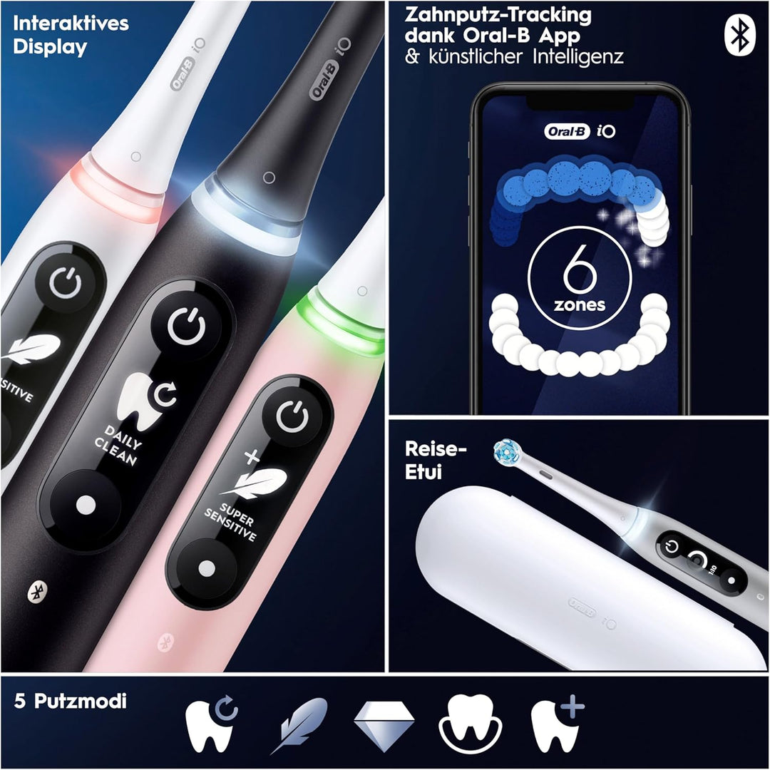 Oral-B iO Series 6 Plus Edition Doppelpack Elektrische Zahnbürste/Electric Toothbrush, PLUS 4 Aufste
