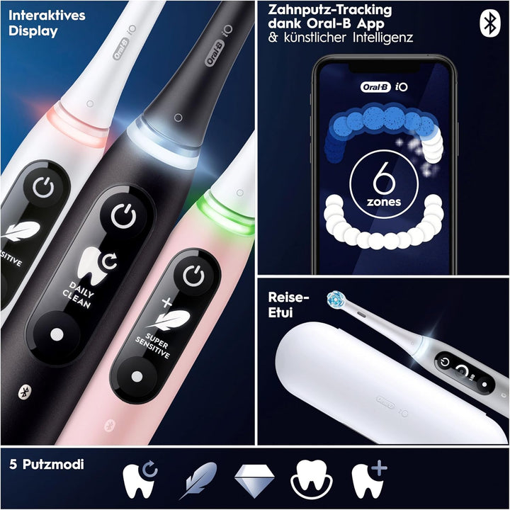Oral-B iO Series 6 Plus Edition Doppelpack Elektrische Zahnbürste/Electric Toothbrush, PLUS 4 Aufste