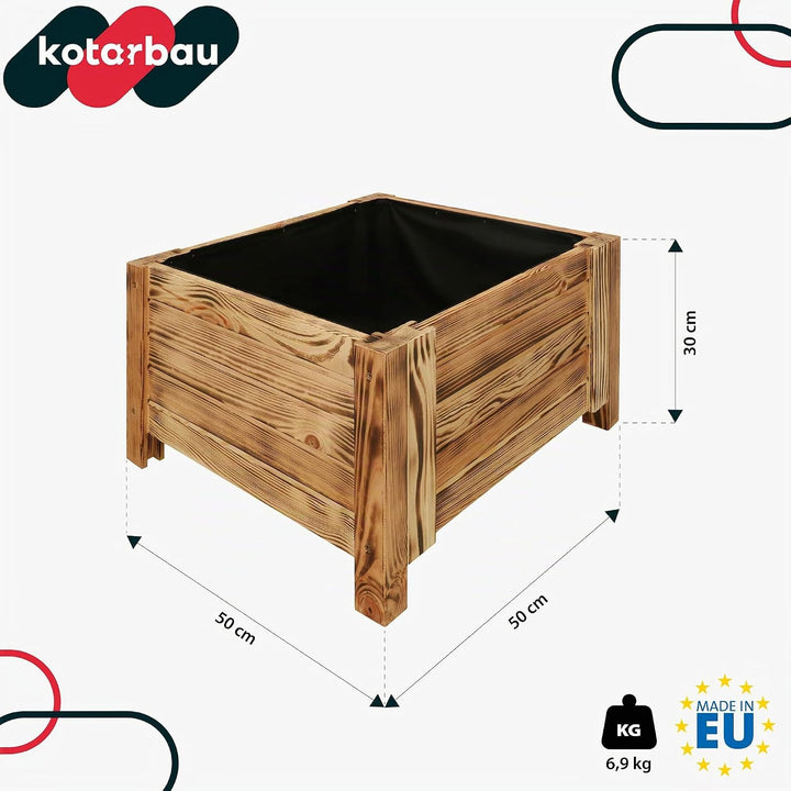 KOTARBAU® Blumenkasten - 50 x 50 x 30 cm - Pflanzkasten mit Vlies - Pflanzkübel gross aussen - Balko