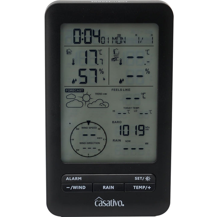 Profi Funk-Wetterstation mit Solar-Aussensensor – Niederschlag, Wind, Hygrometer & Wettervorschau –