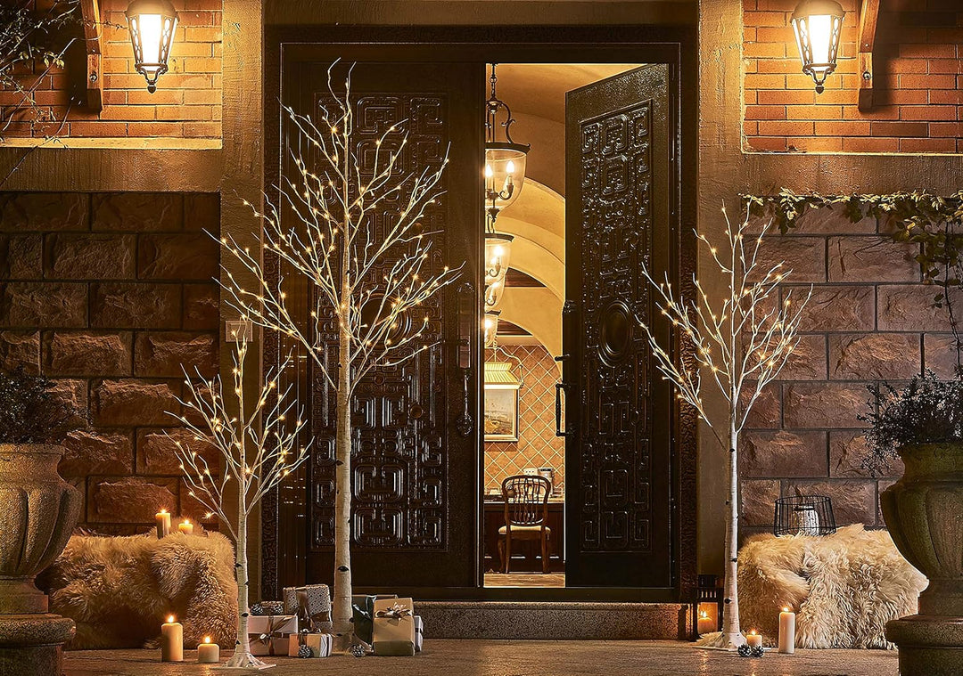 Hairui LED Baum Warmweiss 240LEDs Birke Lichterbaum 240CM Künstlicher Weihnachtsbaum mit Teilweise F