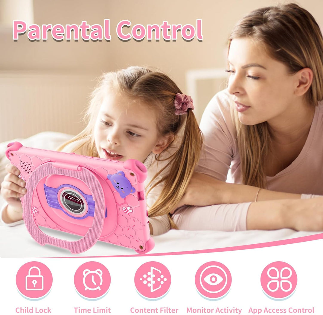 zcobro , Tablet für Kinder mit Hülle, Android Kindertablet 2GB RAM+32GB ROM+256GB Erweiterbar, Wi-Fi