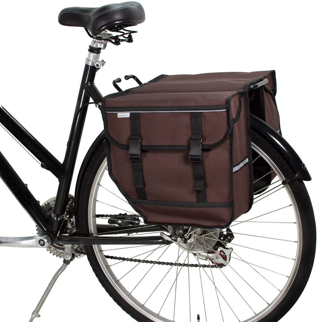 BikyBag Model M – Doppelte Fahrradtaschen für Gepäckträger (Braun), Braun