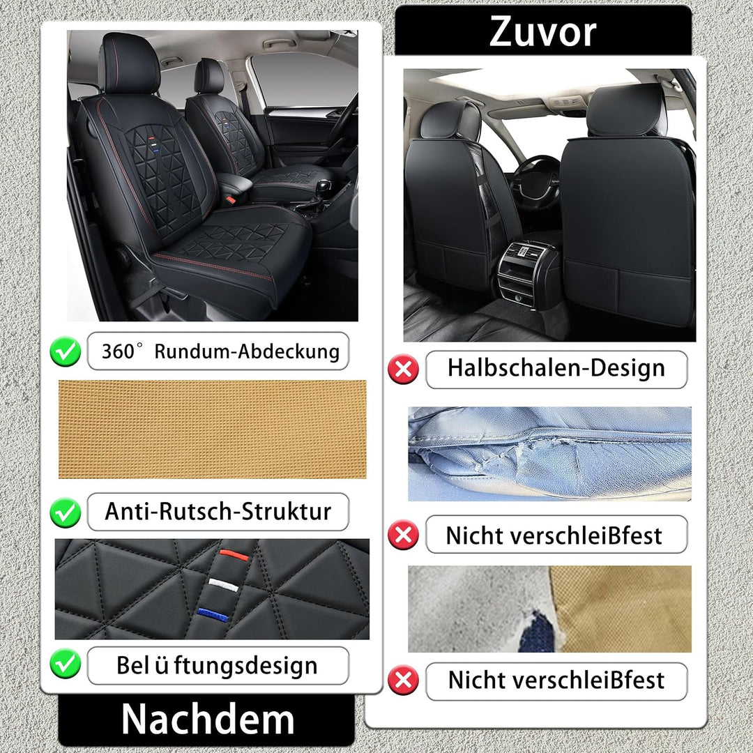 5-TLG. Autositzbezüge Für VW Amarok Bora Golf Plus SV Jetta Passat Polo Tiguan,Universelles Komplett