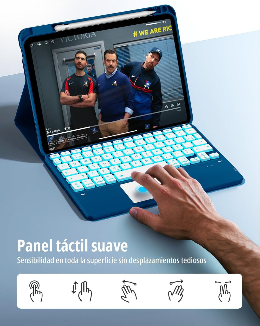 CACOE Hülle Tastatur Kompatibel mit iPad 10 10.9 Zoll 2022 A2757/A2777 mit Touchpad, 7-Farbige Beleu