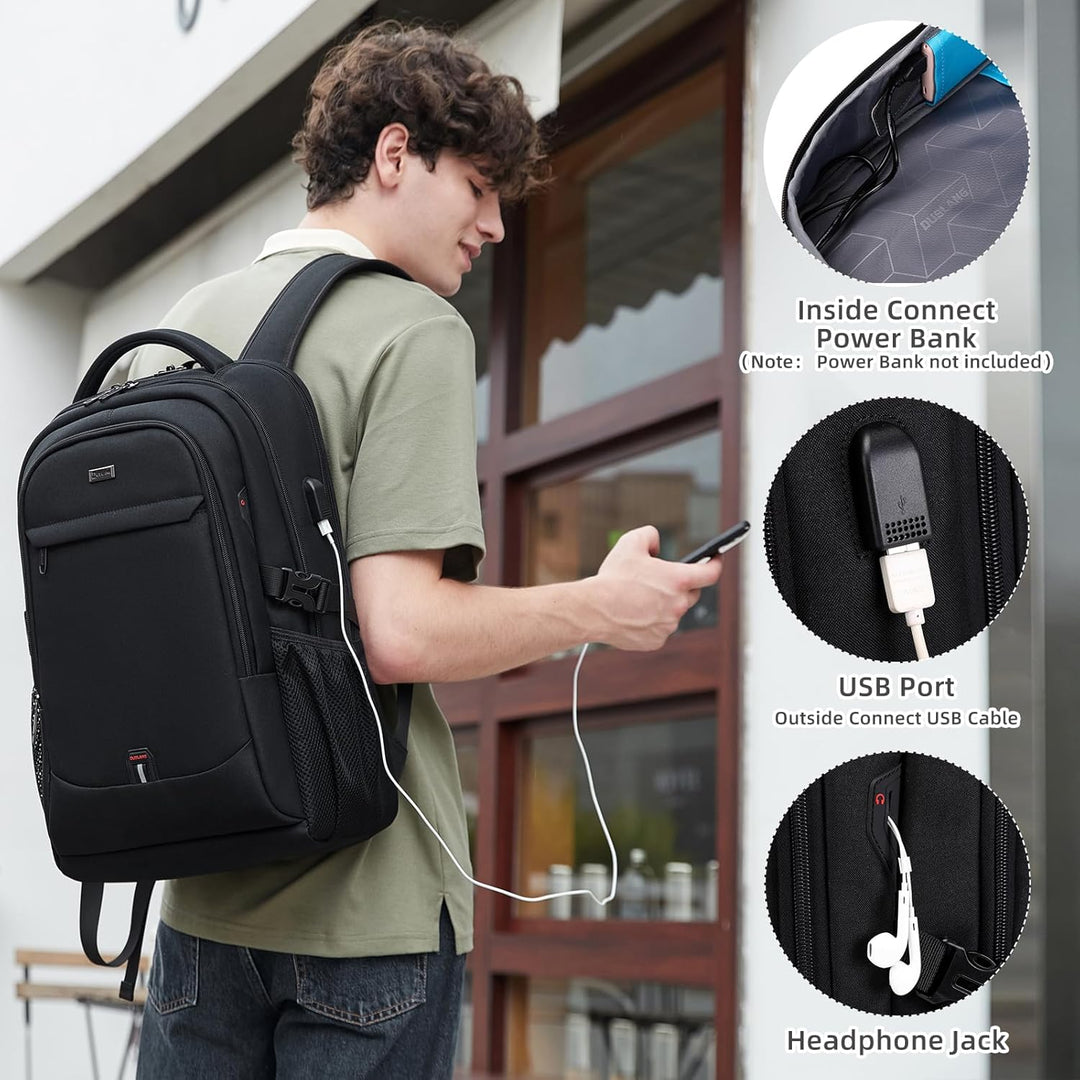 VINBAGGE Rucksack Herren Wasserdicht 15.6 Zoll Laptop Rucksack Anti Diebstahl mit USB-Anschluss Schu