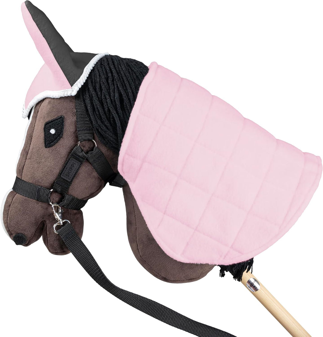 SKIPPI Wendbare Decke und Fliegenhaube für Hobby Horse – Rosa und Graue, Hobby Horse Zubehör, Zweifa