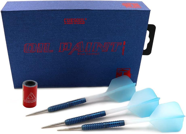 CUESOUL Steel Tip 90% Tungsten Dart Set mit Ölfarbe Finish und ROST Flights 22g BLAUER COCKTAIL, 22g