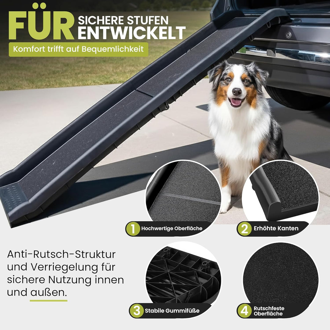 all Pets United® Hunderampe klappbar Hundetreppe Hunde- & Katzentreppe Rampe Einstiegshilfe für Koff