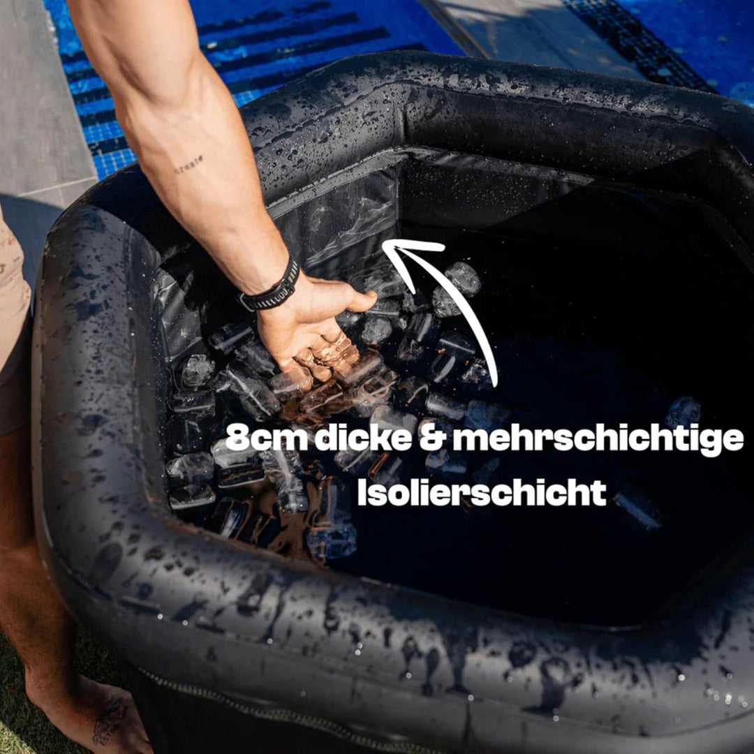 Eisbad [PolarPlunge] Eistonne (300L) mit wetterfester Abdeckung & robuster Isolierung – Eisfass zur