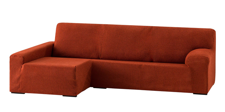 Eysa Dorian elastisch Sofa überwurf Chaise Longue Links, frontalsicht, Chenille, 09-orange, 43 x 17