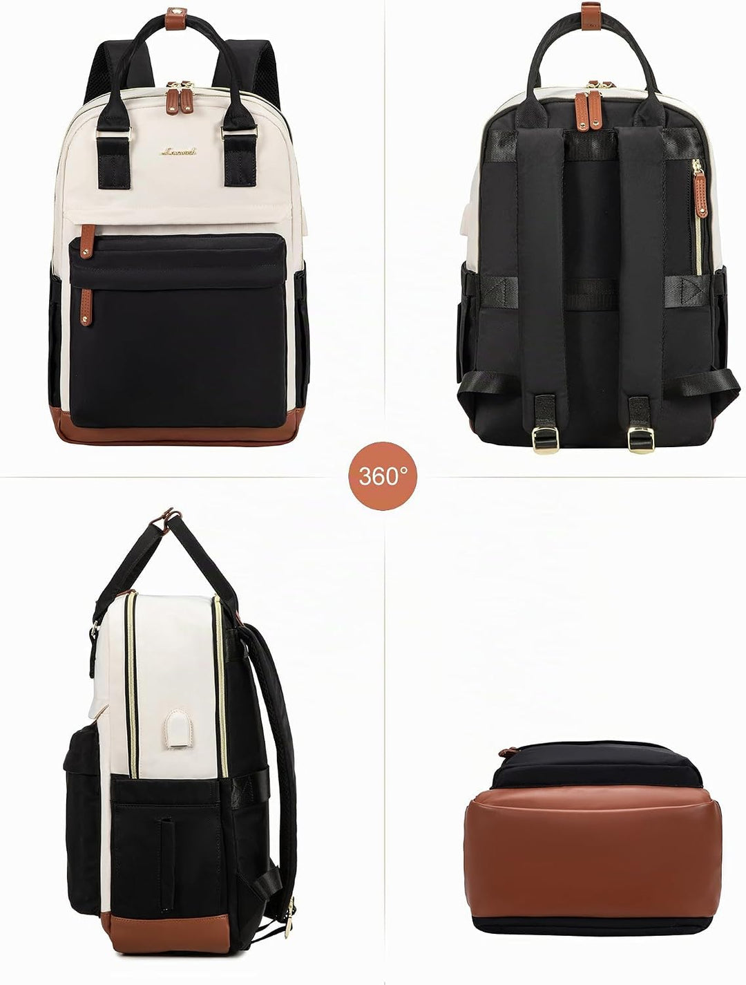 LOVEVOOK Rucksack Damen, 15,6 Zoll Laptop Schulrucksack Reiserucksack Wasserdicht Arbeitstasche Back