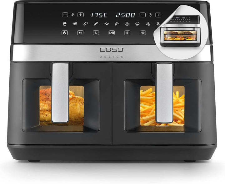 CASO AirFry DuoChef - Heissluftfritteuse - 2in1 Air Fryer mit 2 Frittierkörben oder als grosser Airf