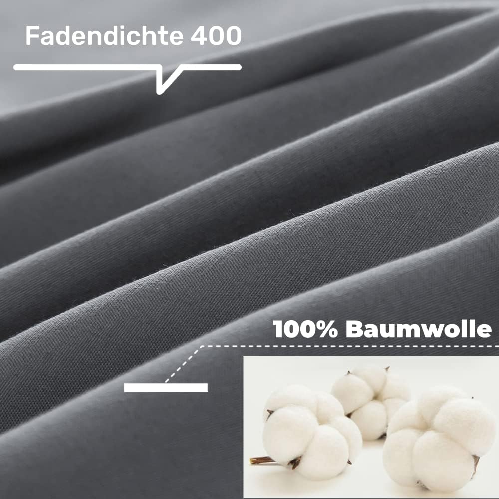 AYSW 100% Baumwolle Bettwäsche mit Reissverschluss 155x220 cm Grau 1 Bettbezug mit 1 Kopfkissenbezug