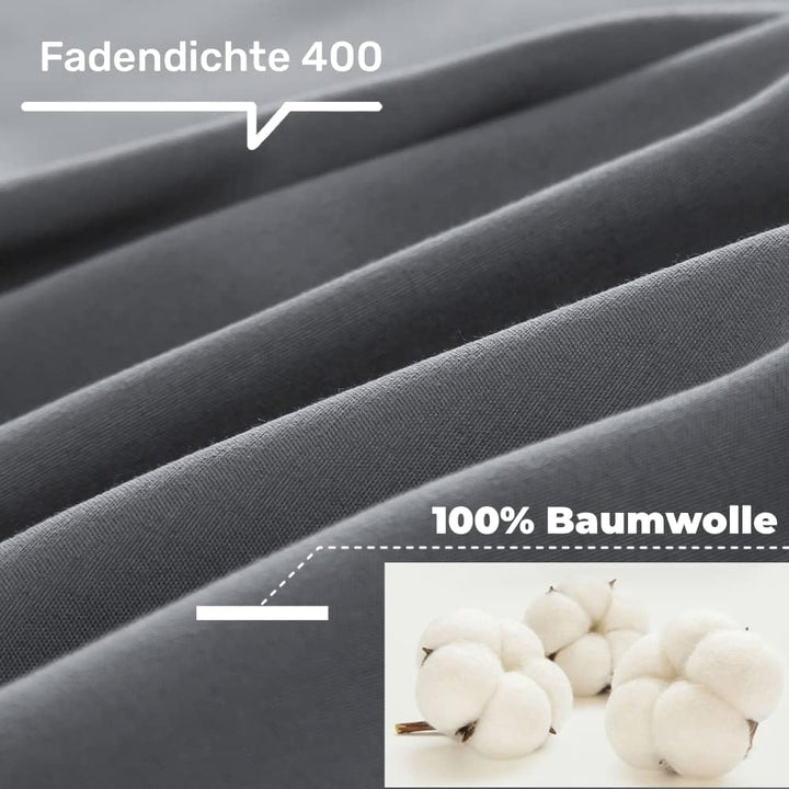 AYSW 100% Baumwolle Bettwäsche mit Reissverschluss 155x220 cm Grau 1 Bettbezug mit 1 Kopfkissenbezug