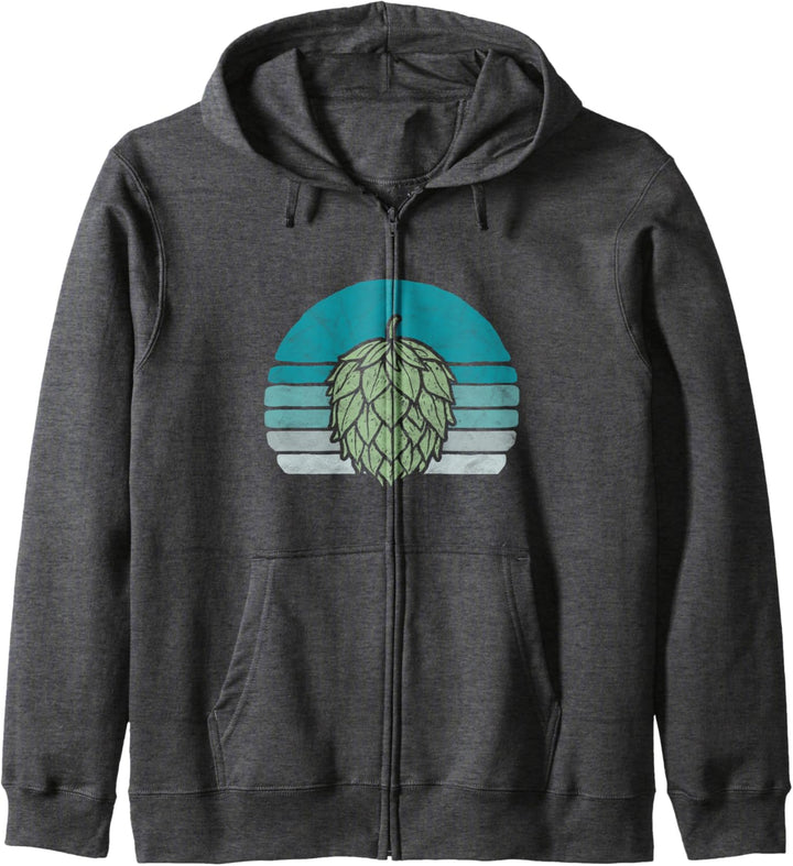 Hops Lover Vintage Beer Graphic Dark Sunset Hop Illustration Kapuzenjacke