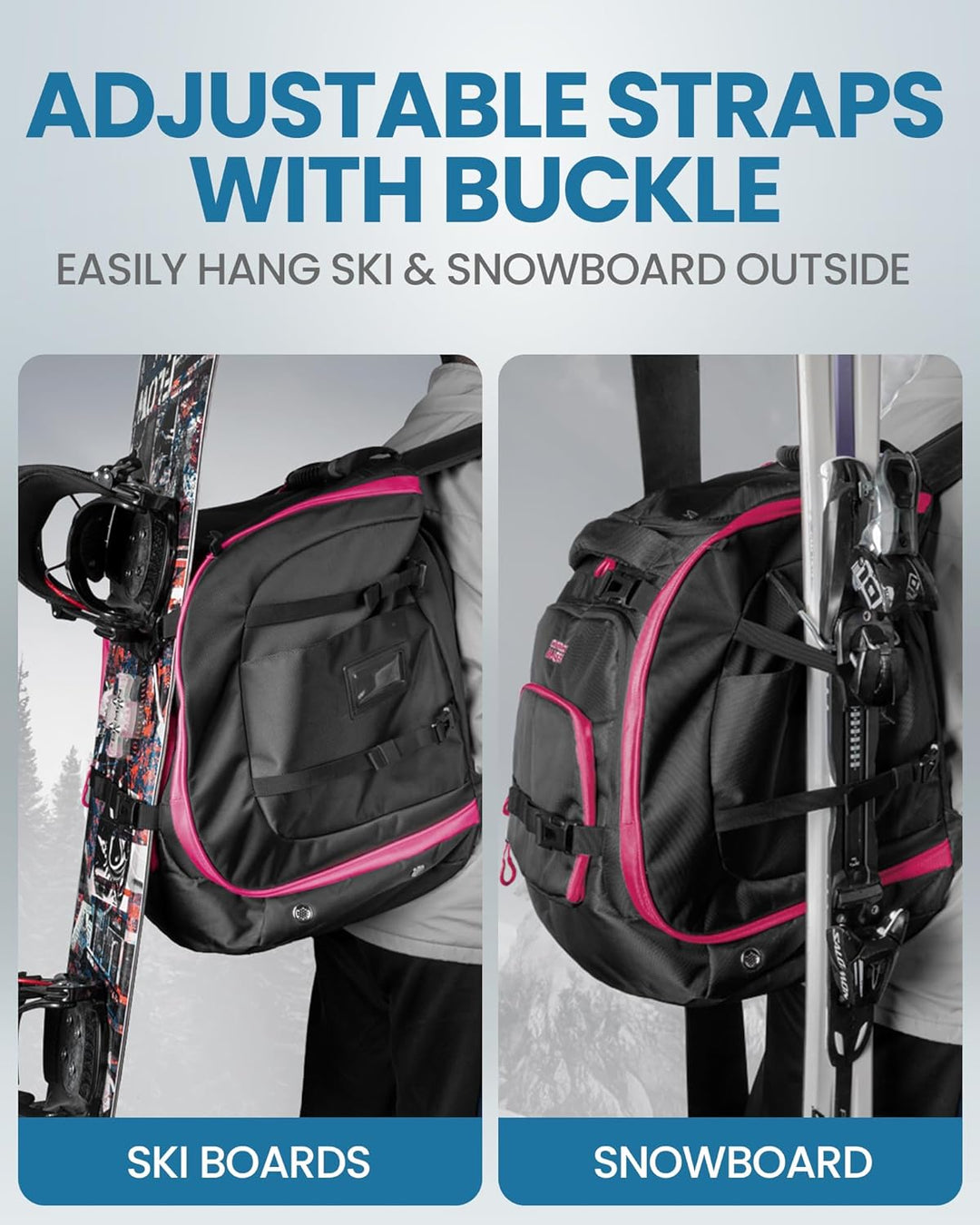 OutdoorMaster Unisex 65l Rhino Ski Boot Bag Skischuhtasche (1er Pack) Einheitsgrösse Rosa, Rot, Grau