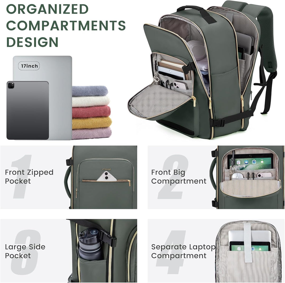 LOVEVOOK Handgepäck Rucksack Flugzeug, 40L Gross Reiserucksack Damen Kofferrucksack, Wasserdicht Rei