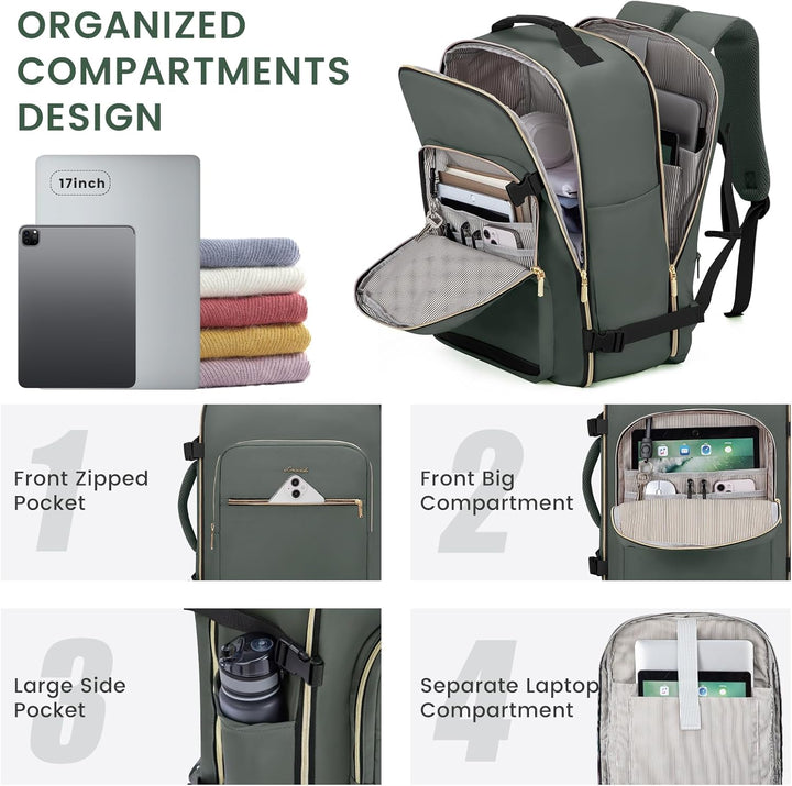 LOVEVOOK Handgepäck Rucksack Flugzeug, 40L Gross Reiserucksack Damen Kofferrucksack, Wasserdicht Rei