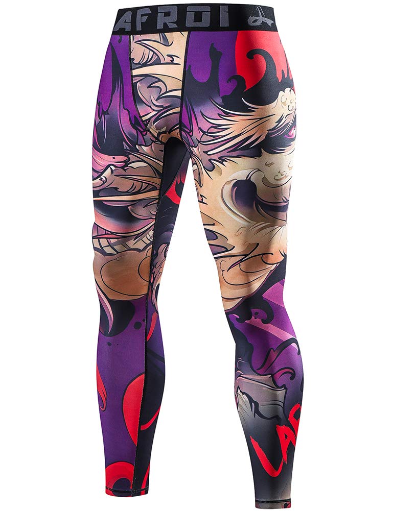LAFROI YSK08 schnelltrocknende Kompressions-Leggings mit Taillenbund für Herren S Blood Moon, S Bloo