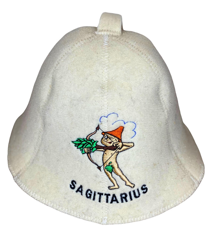 Saunahut Sternzeichen Schütze aus 100% Wollfilz, bestickt, zum Schutz des Kopfes vor Hitze