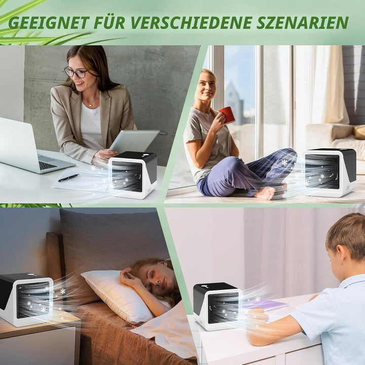 Klimaanlagen-Ventilator mit 3 Geschwindigkeiten, austauschbarer Filter und Luftbefeuchter, leise und