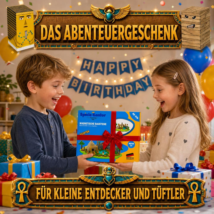 Spiele Kontor Magnetische Bausteine Ägypten - 80 Stück Magnetbausteine | Kinderspielzeug für Jungen