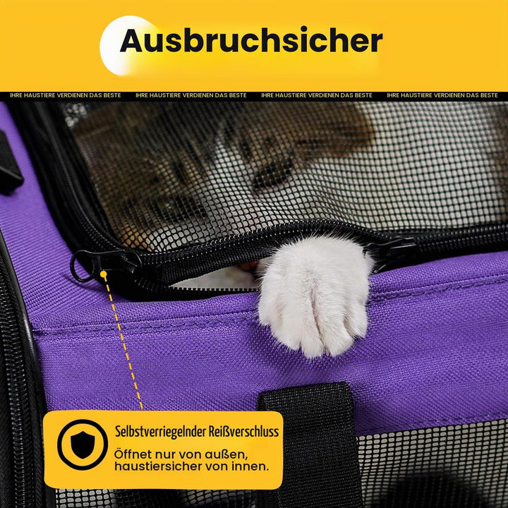 Conlun Katzentransportbox,Weiche Katzentransporttasche mit 4-seitigem Netz, Flugzeugtaugliche Katzen