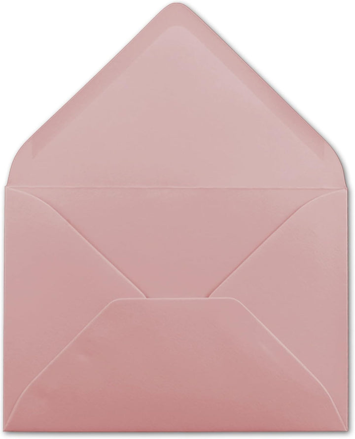 100x kleine Umschläge in Alt-Rosa DIN C7 8,1 x 11,4 cm mit Spitzklappe und Nassklebung in 110 g/m² -