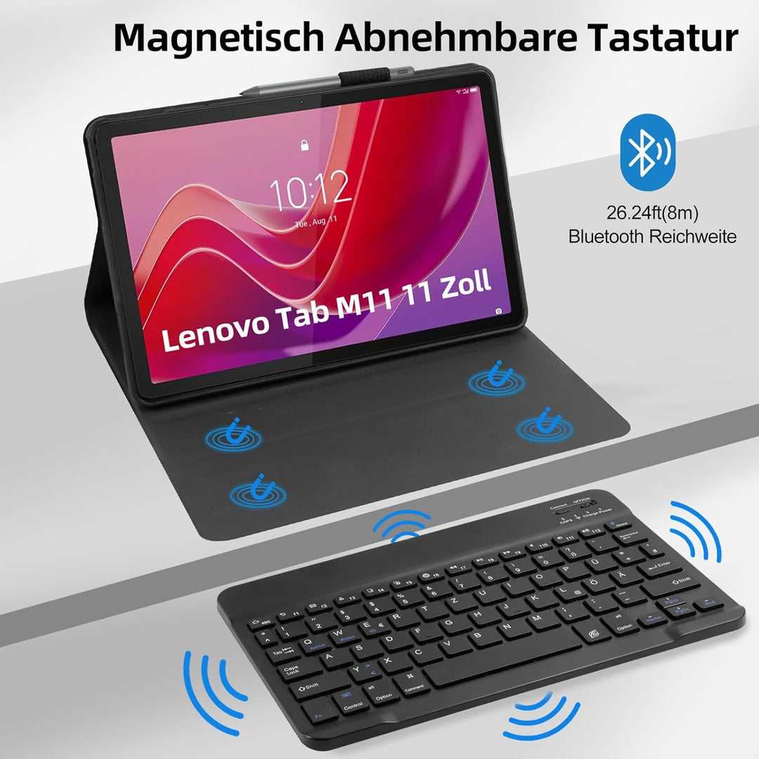 AGARELE Tastatur Hülle für Lenovo Tab M11 11 Zoll 2024, [QWERTZ Deutsch] Tastatur für Lenovo Tab M11