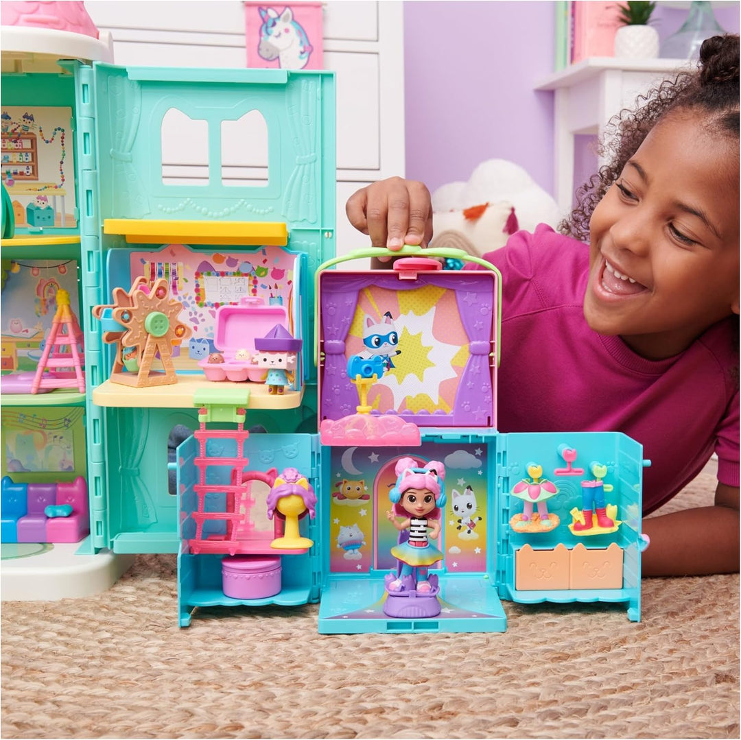 Gabby‘s Dollhouse, Rainbow Closet, tragbares Regenbogen Kleiderschrank Spielset mit Gabby Figur, 4 B