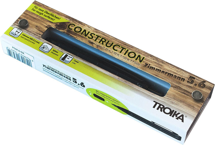 TROIKA ZIMMERMANN 5,6 BLEISTIFT- PEN56/BK -Fallminen-Stift (5,6 mm HB-Mine) - Zentimeter-/Zoll-Linea